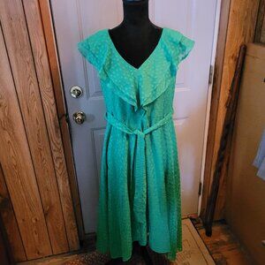 DKNY Lovely Kelly Green Feminine Sleeveless Dress Misses Size 14